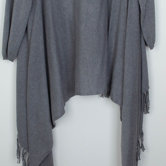 Melissa McCarthy Seven7 Gray Fringe Cardigan Sweater Waterfall Duster Size 2X - Picture 10 of 11